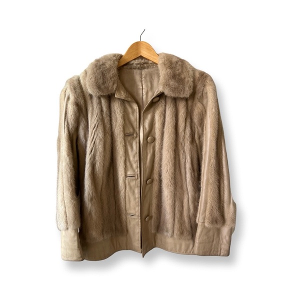 Vintage Genuine Mink and Leather Jacket Small - Picture 1 of 10